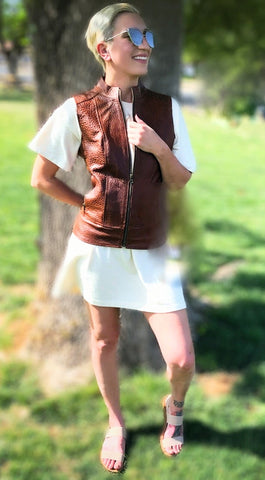 #103 Fashion Biker Vest in American Bison for the Ladies